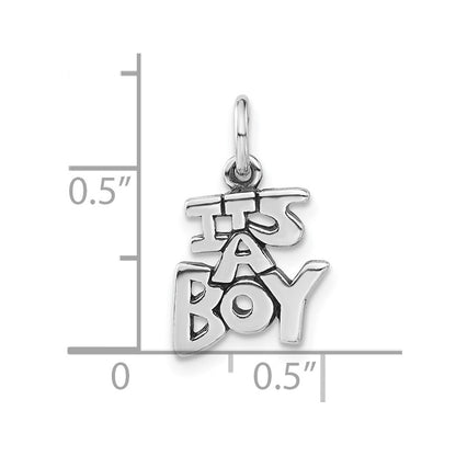 Sterling Silver Polished & Antiqued It'S A Boy Charm