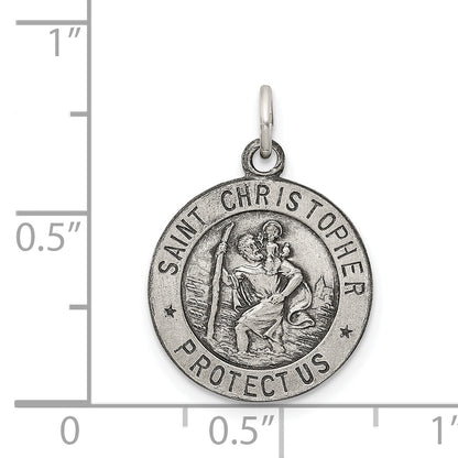 Sterling Silver Antiqued St. Christopher Medal
