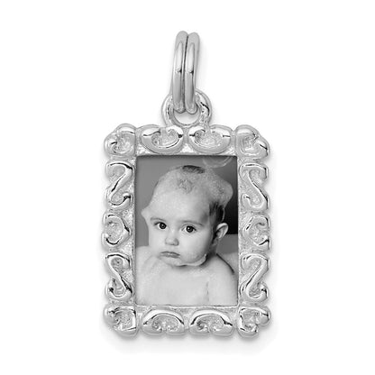 Sterling Silver Rhodium-Plated Photo Charm