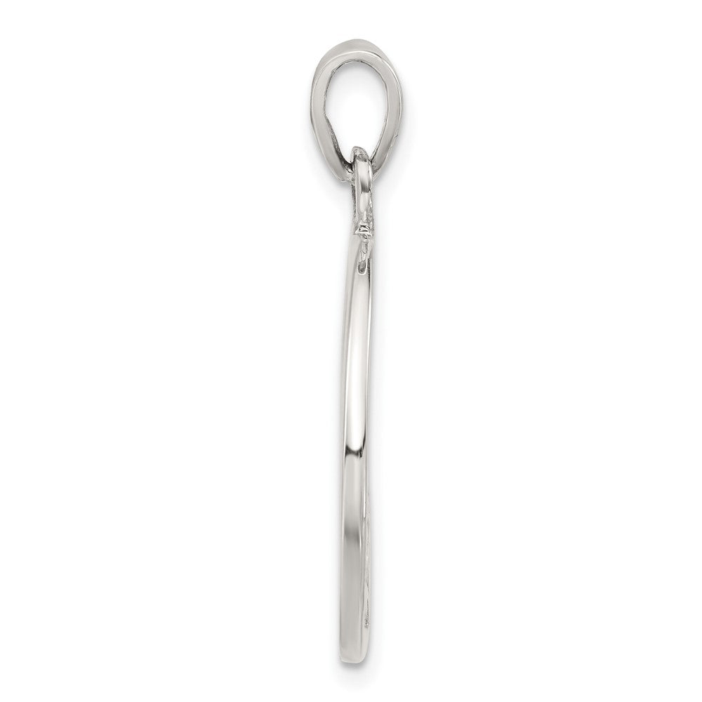 Sterling Silver Polished Floral Circle Pendant