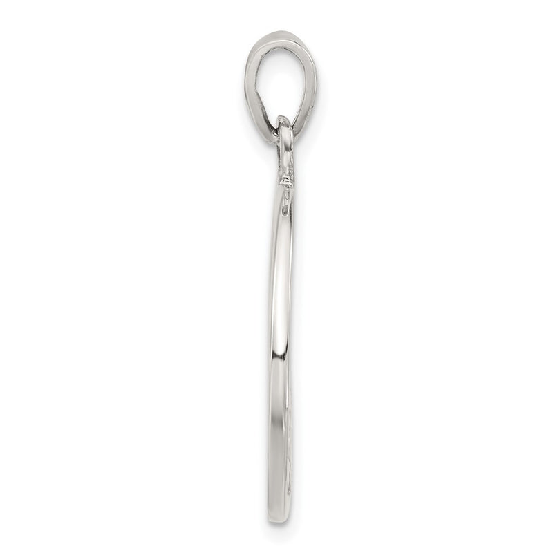 Sterling Silver Polished Floral Circle Pendant