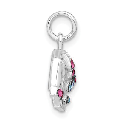 Sterling Silver Blue & Pink Crystal Flower Jacket Charm