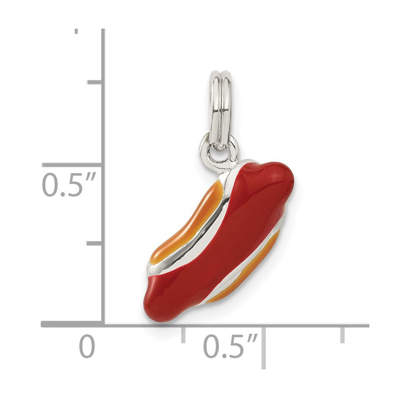 Sterling Silver Enameled Hotdog Charm