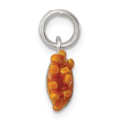 Sterling Silver Rhodium-Plated Enameled French Fry Charm