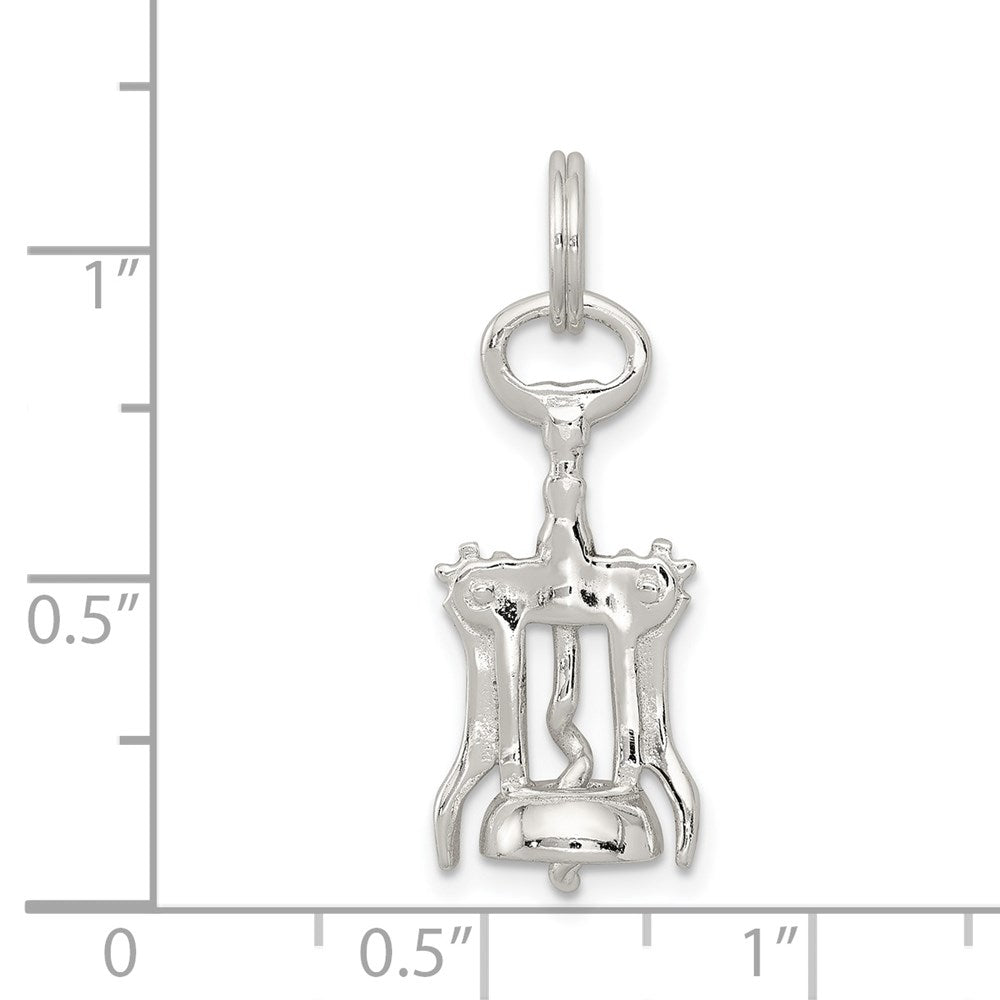 Sterling Silver Rhodium-Plated Wine Bottle Opener Charm