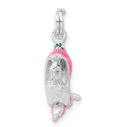 Sterling Silver 3-D Polished Multicolor Enamel Motor Scooter Charm