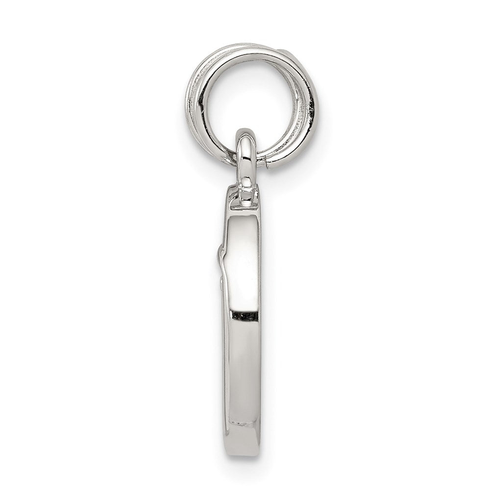 Sterling Silver Rhodium-Plated Enameled And Cz Moon Star Charm