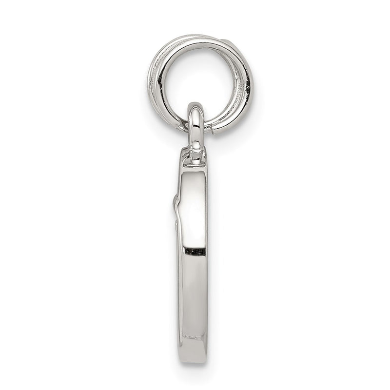 Sterling Silver Rhodium-Plated Enameled And Cz Moon Star Charm