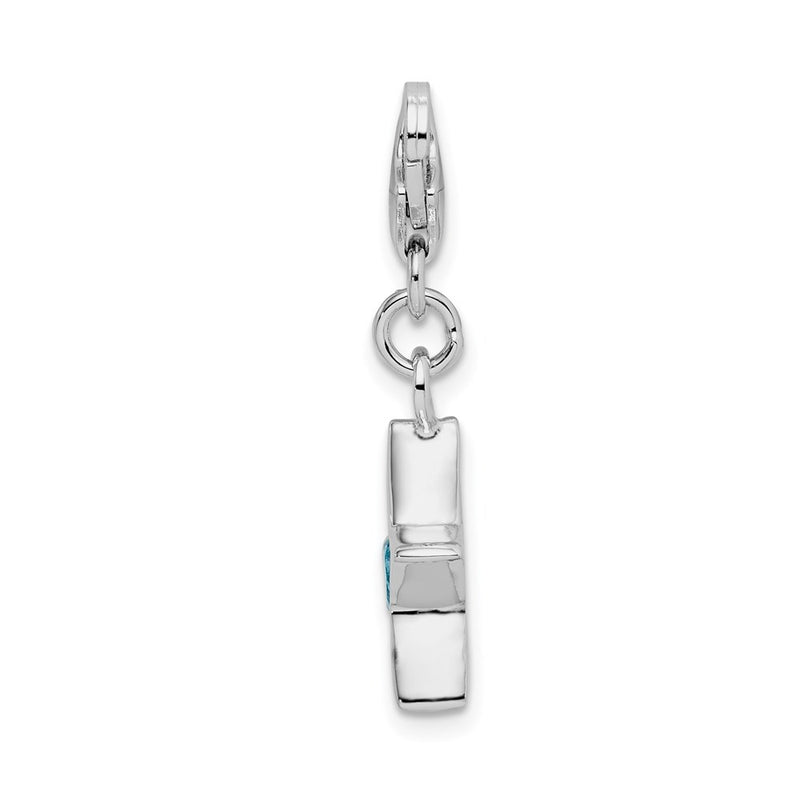 Sterling Silver Rhodium-Plated December Cz Birthstone Star Charm