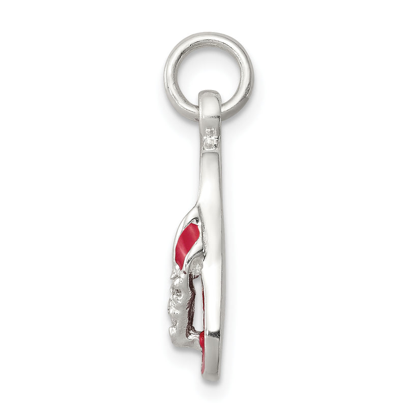 Sterling Silver Cz And Pink Enameled Flip Flop Charm