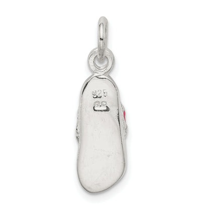 Sterling Silver Cz And Pink Enameled Flip Flop Charm