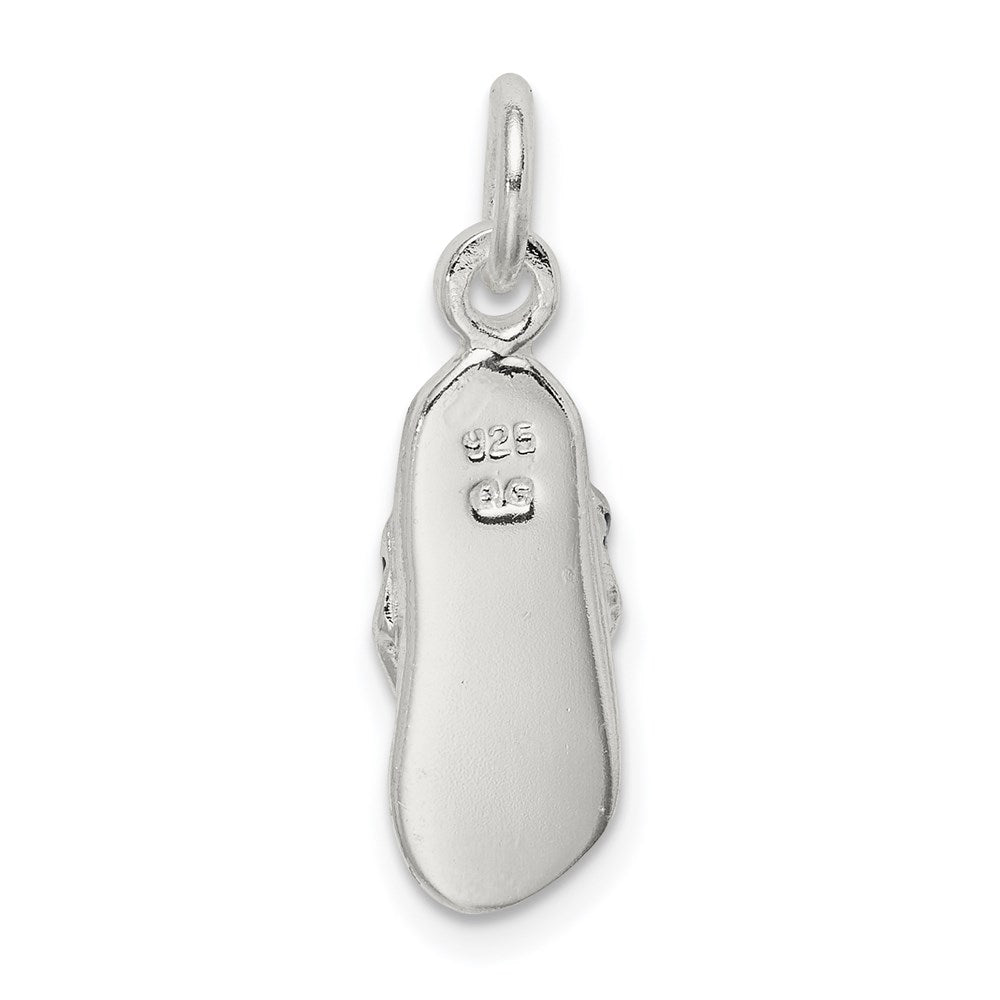 Sterling Silver Cz And Blue Enameled Flip Flop Charm
