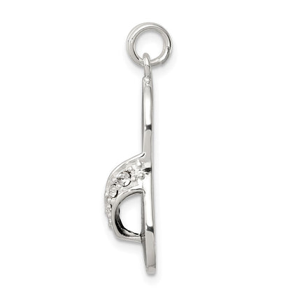 Sterling Silver Black Enameled Cz Flip Flop Charm