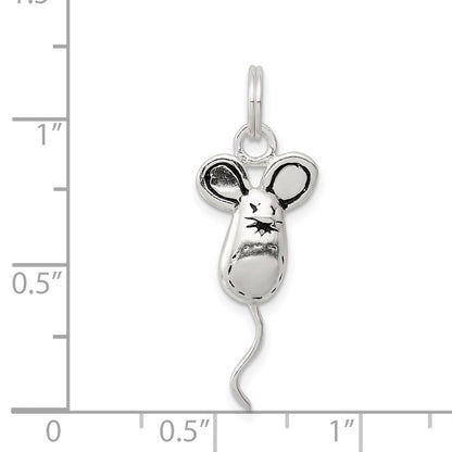 Sterling Silver Rhodium-Plated Mouse Charm