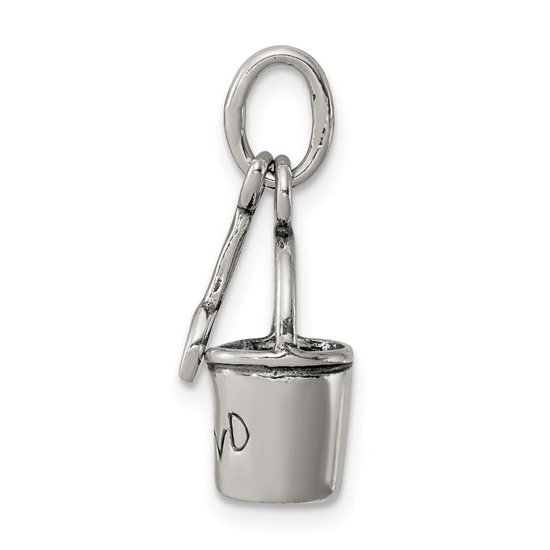 Sterling Silver Antiqued Sand Bucket And Shovel Charm