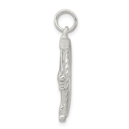 Sterling Silver Rhodium-Plated Compass Charm