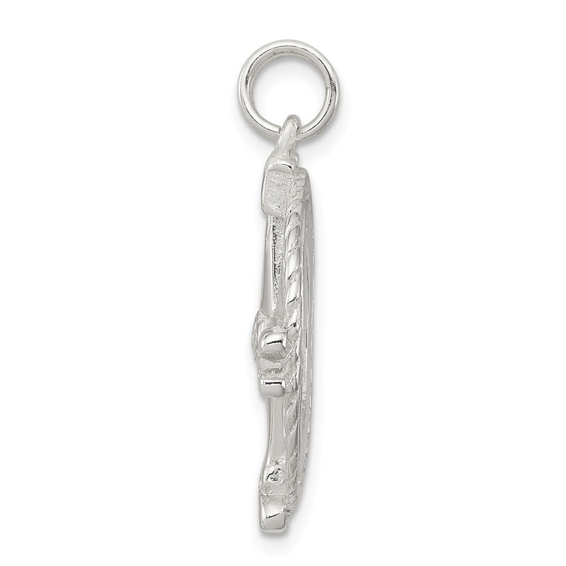 Sterling Silver Rhodium-Plated Compass Charm