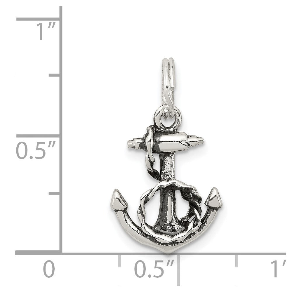 Sterling Silver Rhodium-Plated Anchor Charm