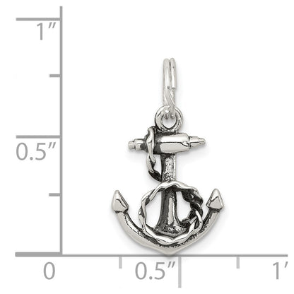 Sterling Silver Rhodium-Plated Anchor Charm