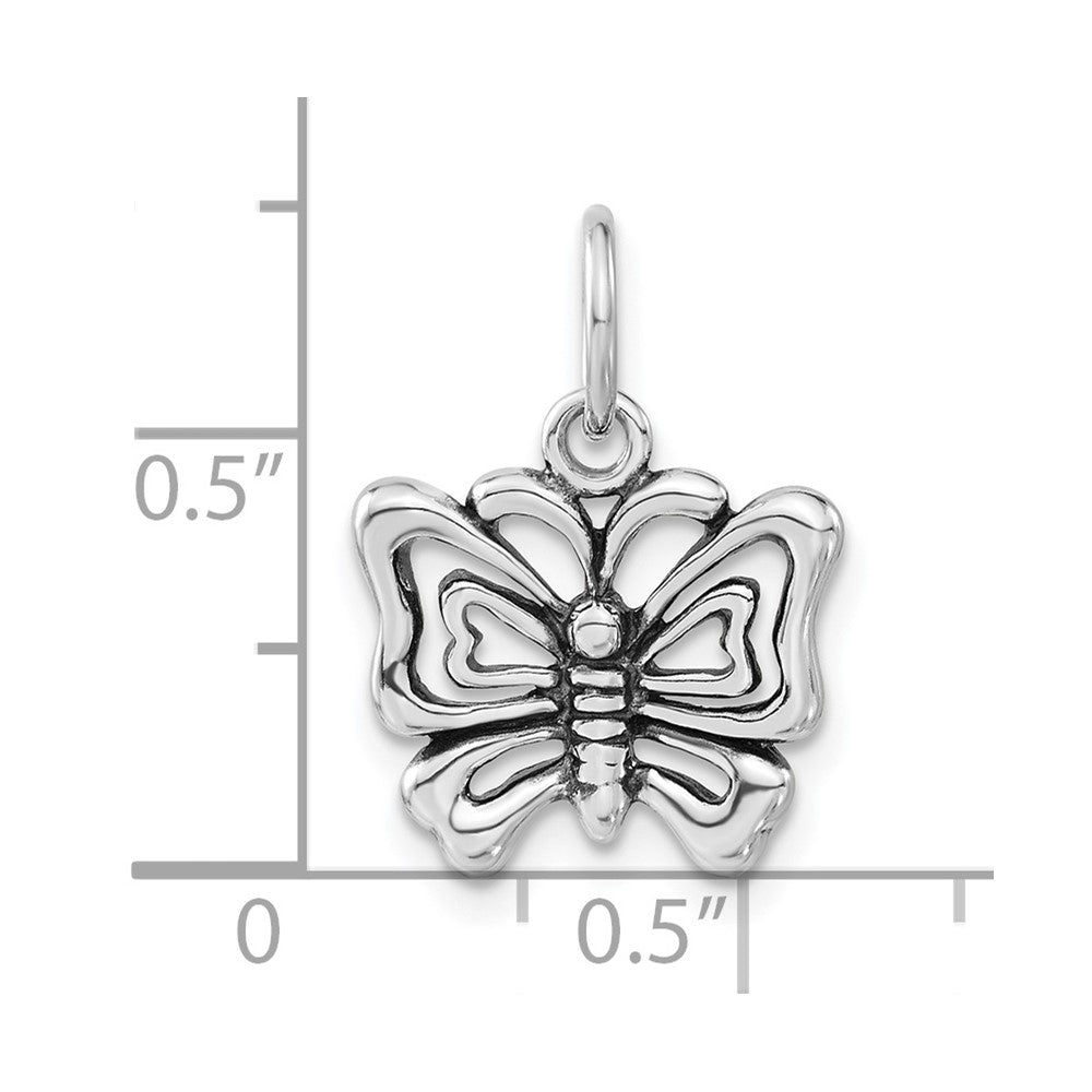 Sterling Silver Polished & Antiqued Butterfly Charm