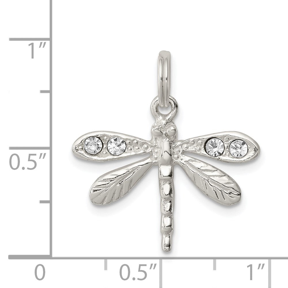 Sterling Silver Rhod-Pltd Preciosa Austrian Crystal Dragonfly Charm
