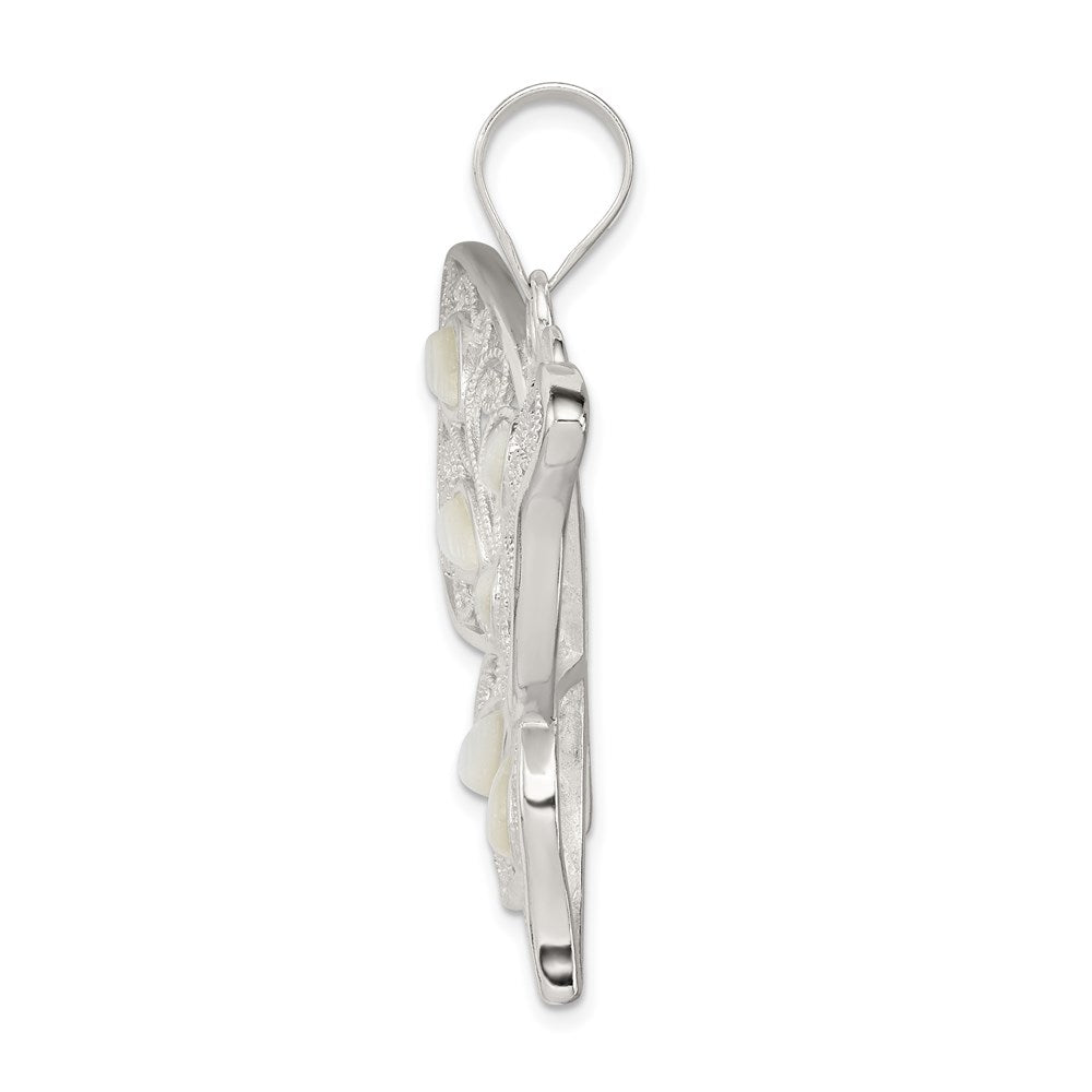 Sterling Silver Filigree Fancy Mother Of Pearl Butterfly Pendant