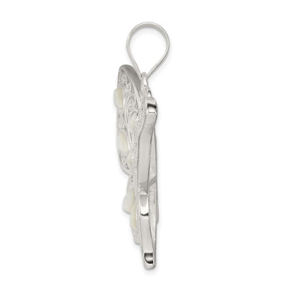 Sterling Silver Filigree Fancy Mother Of Pearl Butterfly Pendant