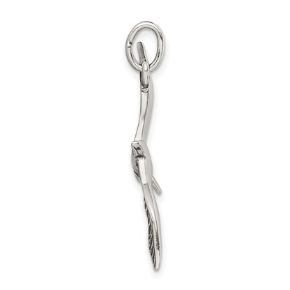 Sterling Silver Antiqued Wing Spread Seagull Charm