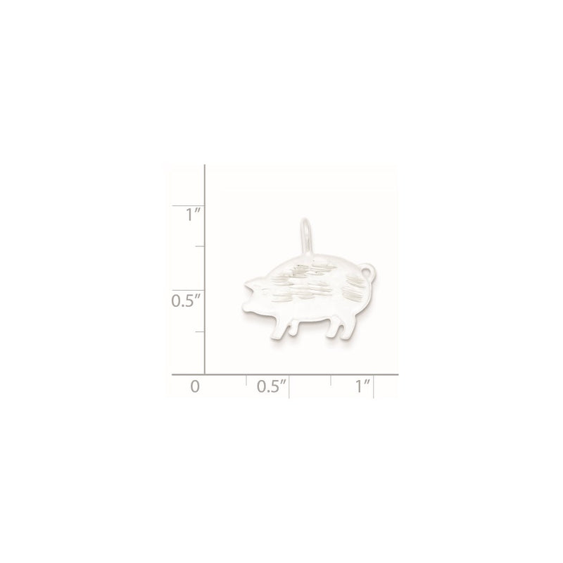Sterling Silver Diamond Cut Pig Pendant