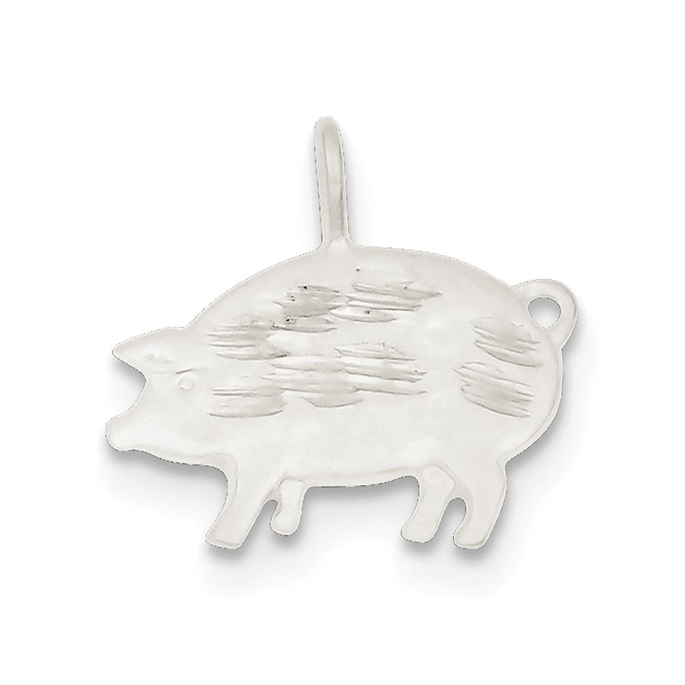 Sterling Silver Diamond Cut Pig Pendant