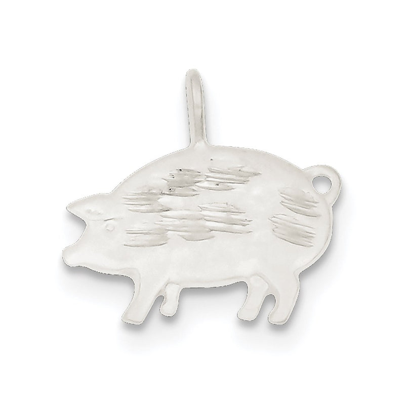 Sterling Silver Diamond Cut Pig Pendant