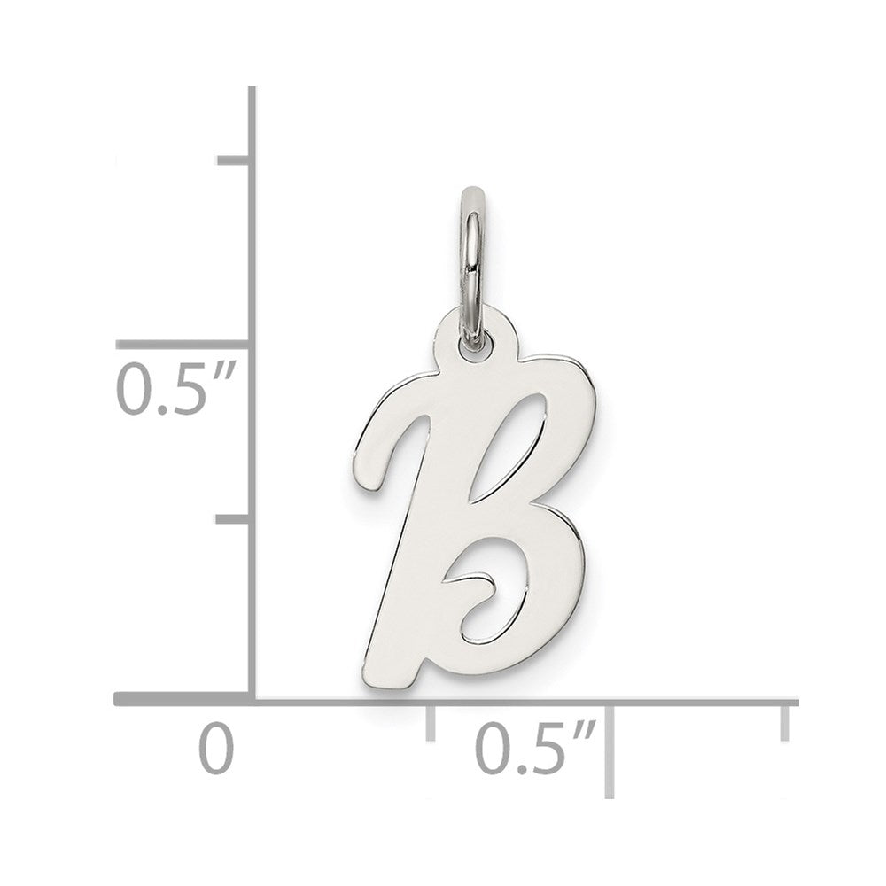 Sterling Silver Rhodium-Plated Script Letter B Initial Charm