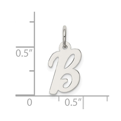 Sterling Silver Rhodium-Plated Script Letter B Initial Charm