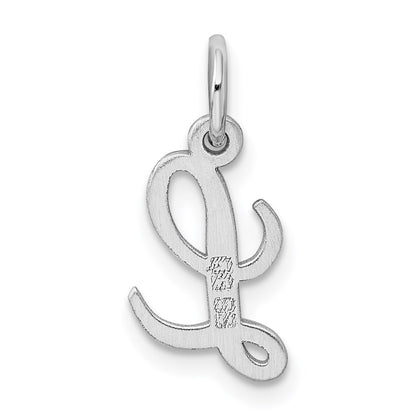 Sterling Silver Rhodium-Plated Script Letter L Initial Charm