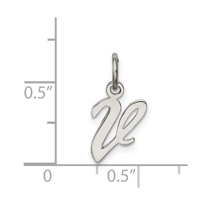 Sterling Silver Rhodium-Plated Script Letter V Initial Charm