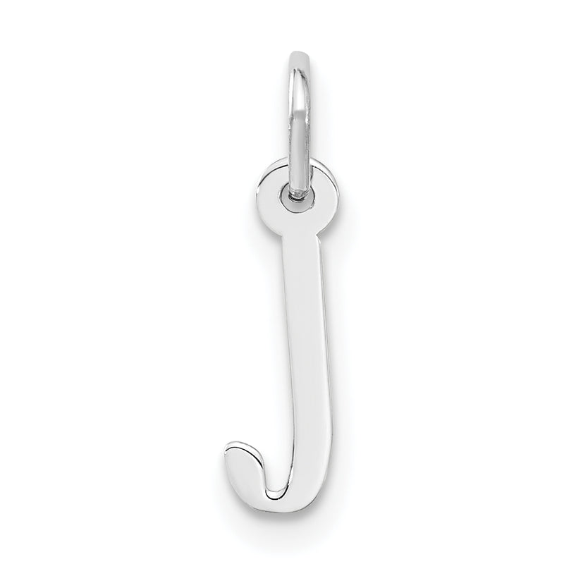 Sterling Silver Rhodium-Plated Small Slanted Block Initial J Charm