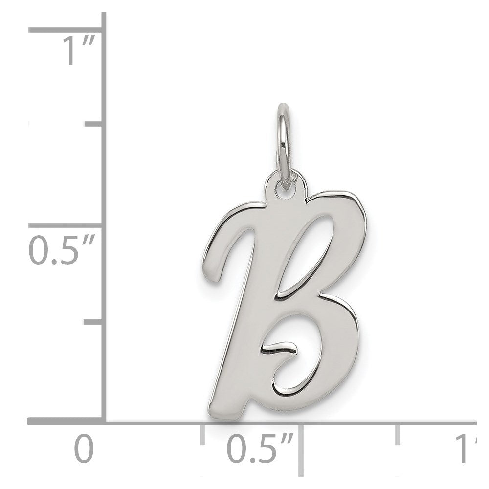 Sterling Silver Rhodium-Plated Script Letter B Initial Charm