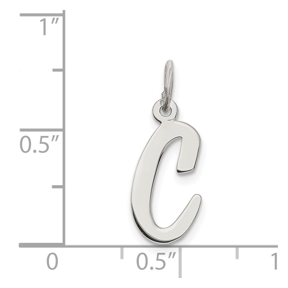 Sterling Silver Rhodium-Plated Script Letter C Initial Charm