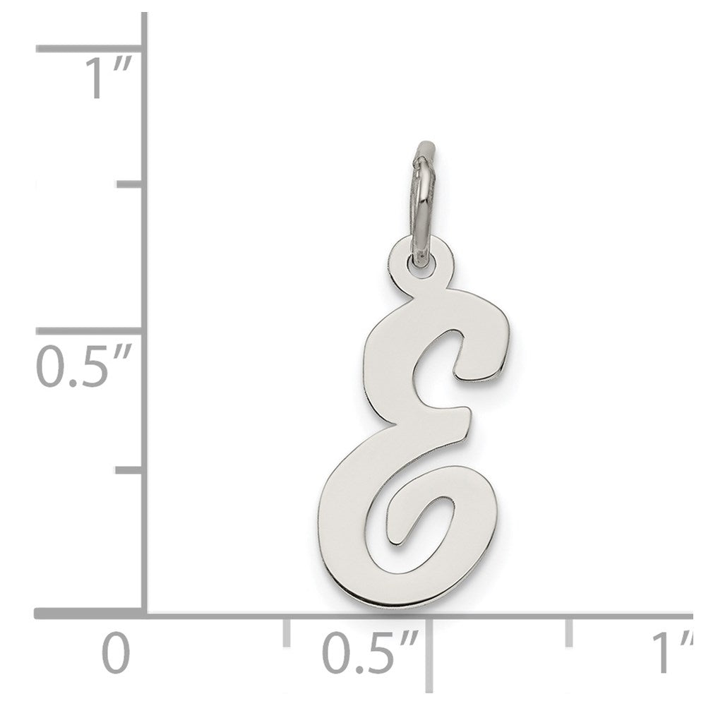 Sterling Silver Rhodium-Plated Script Letter E Initial Charm