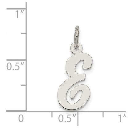 Sterling Silver Rhodium-Plated Script Letter E Initial Charm