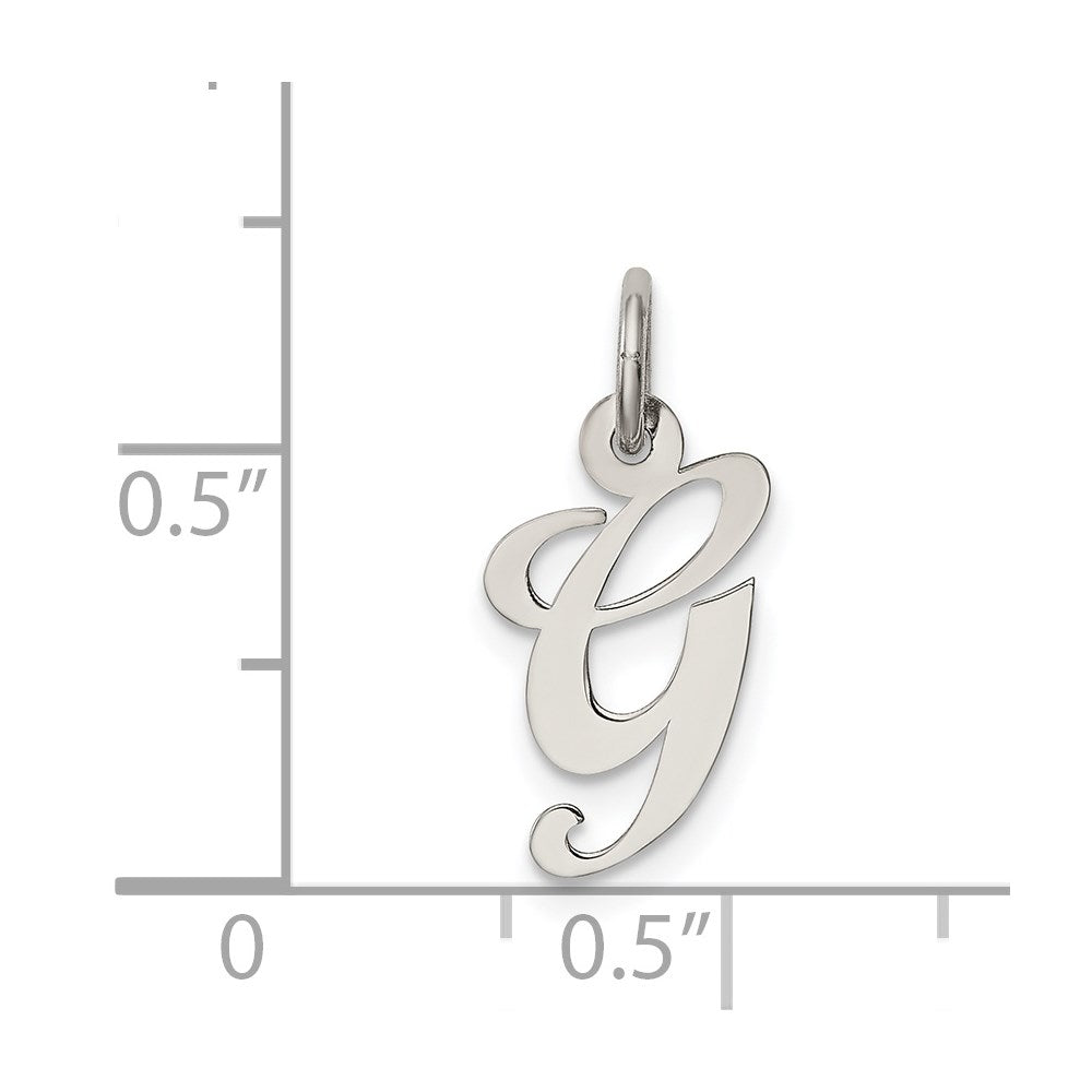 Sterling Silver Rhodium-Plated Script Letter G Initial Charm