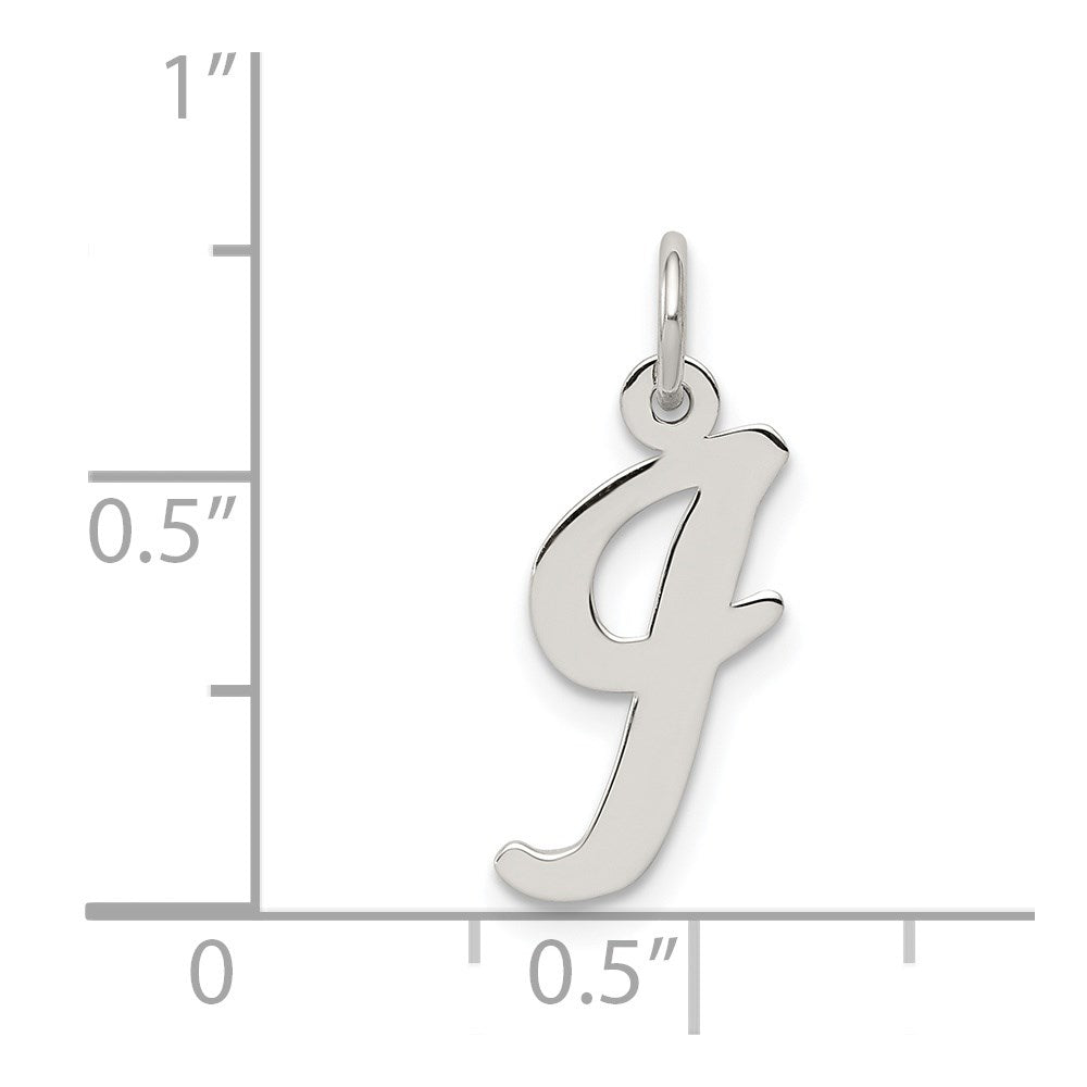 Sterling Silver Rhodium-Plated Script Letter I Initial Charm