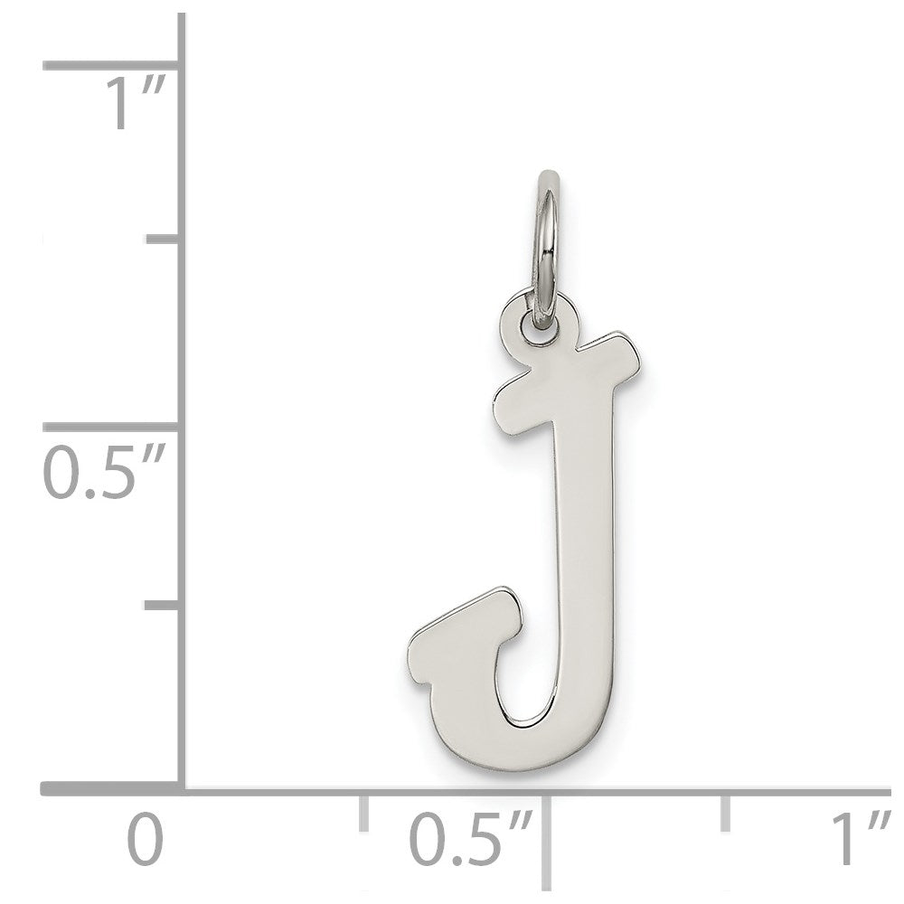 Sterling Silver Rhodium-Plated Script Letter J Initial Charm