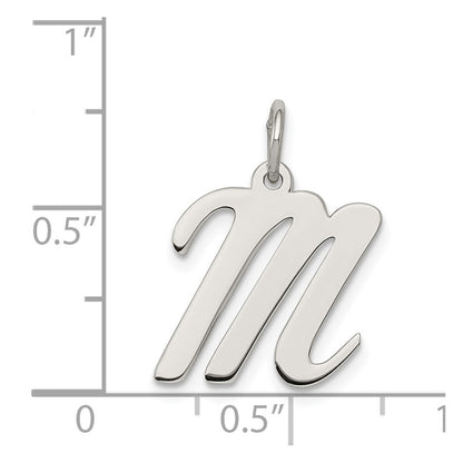 Sterling Silver Rhodium-Plated Script Letter M Initial Charm