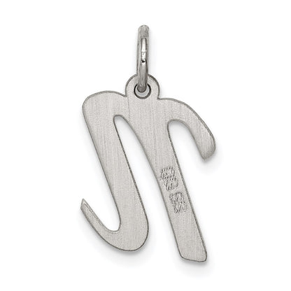 Sterling Silver Rhodium-Plated Script Letter N Initial Charm