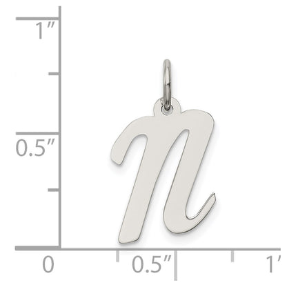 Sterling Silver Rhodium-Plated Script Letter N Initial Charm