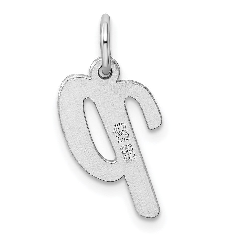 Sterling Silver Rhodium-Plated Script Letter P Initial Charm