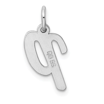 Sterling Silver Rhodium-Plated Script Letter P Initial Charm