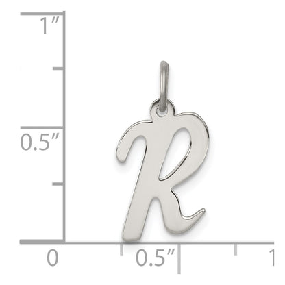 Sterling Silver Rhodium-Plated Script Letter R Initial Charm