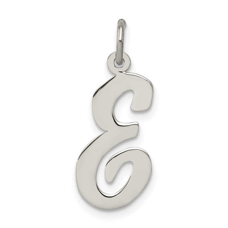 Sterling Silver Rhodium-Plated Script Letter E Initial Charm